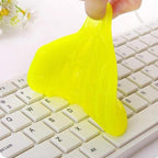 Magic Cleaning Gel cleaning a computer keyboard