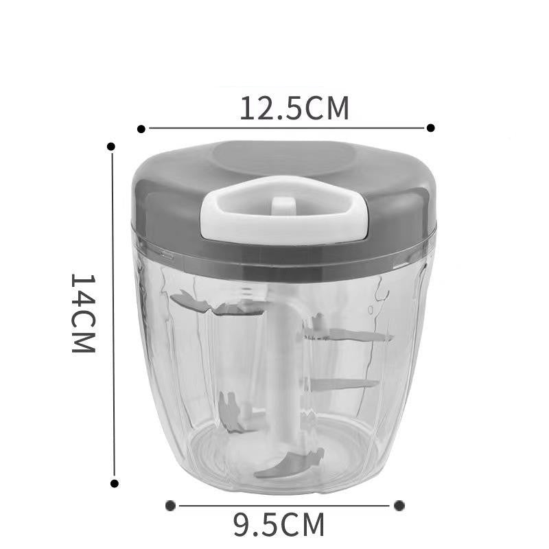Pull-Cord Manual Chopper dimensions: 12.5cm wide, 14cm tall, 9.5cm base
