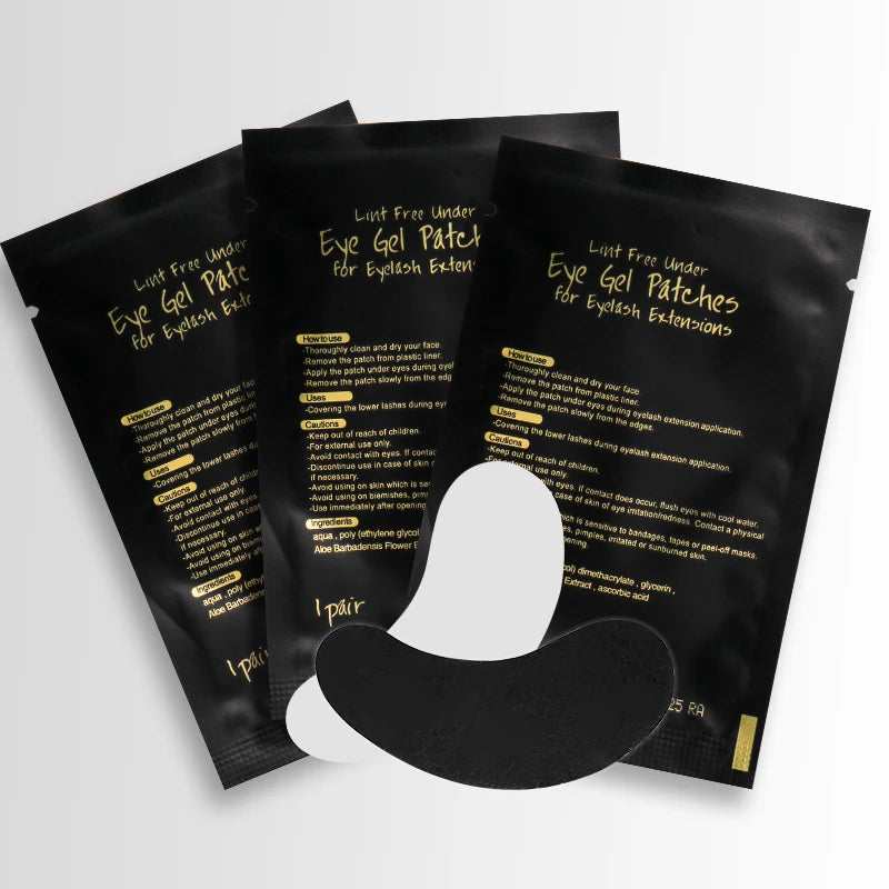 50Pairs Eyelash Pad Black Gel Hydrogel Eye Patch Grafting Under Eye Paper Sticker UV Pads Eye Protection
