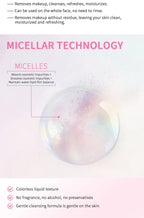 Micellar Cleansing Water-Gentle Makeup Remover for Face & Eyes-Effectively Removes Waterproof Mascara & Long-Lasting Lipstick