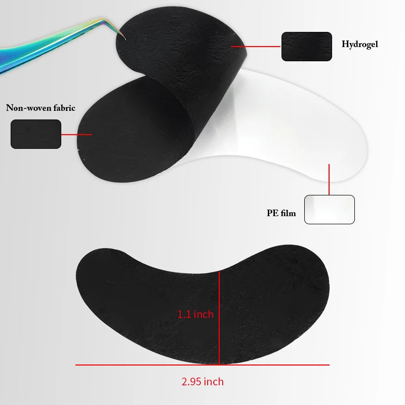 50Pairs Eyelash Pad Black Gel Hydrogel Eye Patch Grafting Under Eye Paper Sticker UV Pads Eye Protection