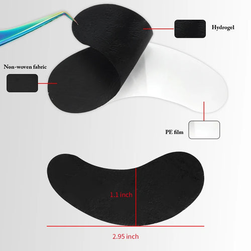 50Pairs Eyelash Pad Black Gel Hydrogel Eye Patch Grafting Under Eye Paper Sticker UV Pads Eye Protection