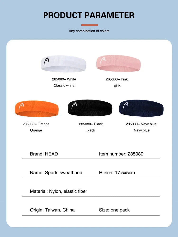 HEAD Tennis Sports Headbands Fitness Sweatband Badminton Yoga Basketball Running Sweatproof Sweat Hairbands For Men and Women