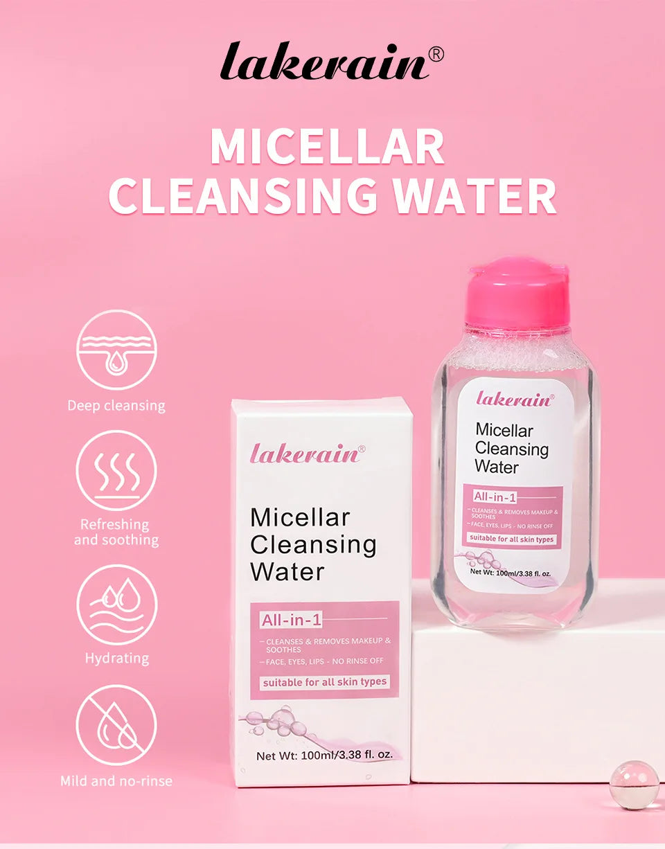 Micellar Cleansing Water-Gentle Makeup Remover for Face & Eyes-Effectively Removes Waterproof Mascara & Long-Lasting Lipstick