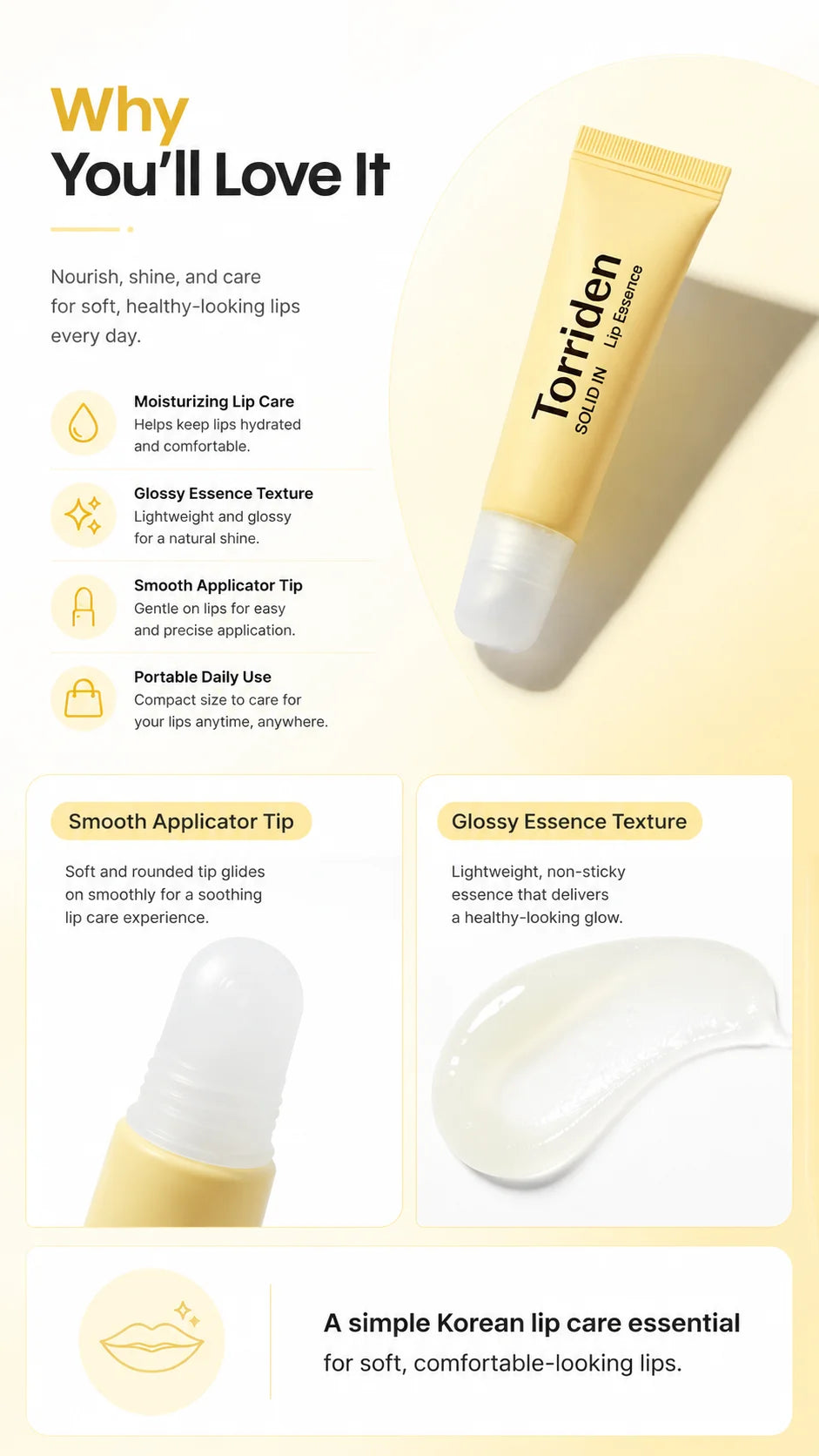 Torriden Ceramide Lip Essence 11ml,Smooth Balm,Intense Hydration & Comfort,Improves Lip to Texture,Korean Skincare,Korean Makeup