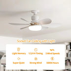 LED 40W ceiling fan light E27 with remote control for dimming, suitable for living room, study, household use, 85-265V