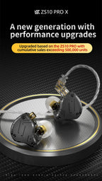 KZ ZS10 PRO X HIFI Metal Headset Hybrid In-ear Earphone Sport Noise Cancelling Headset Bass Earbuds KZ ZSN PRO AS16 PRO AS12 ZSX
