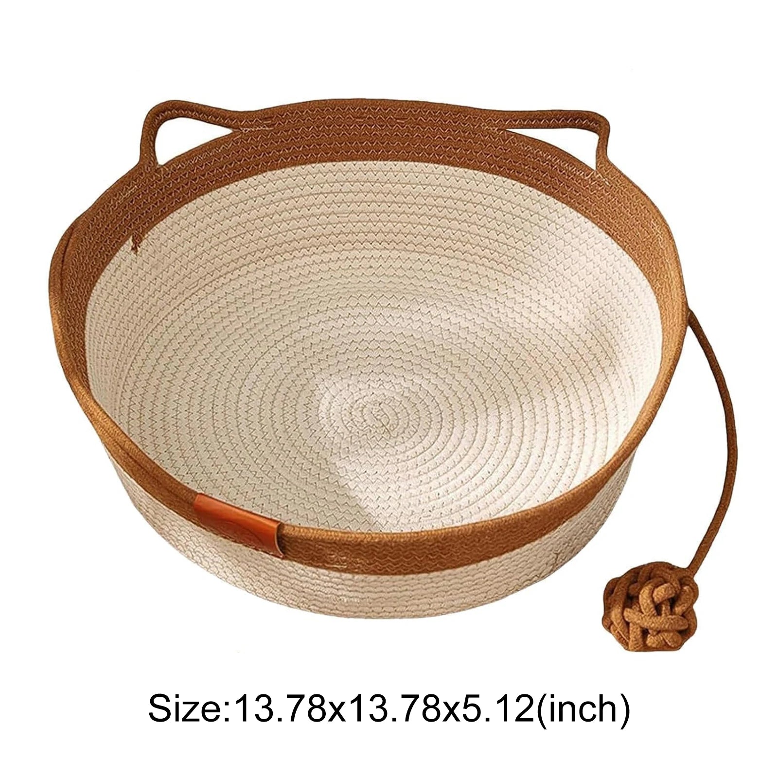Khaki woven rattan cat bed