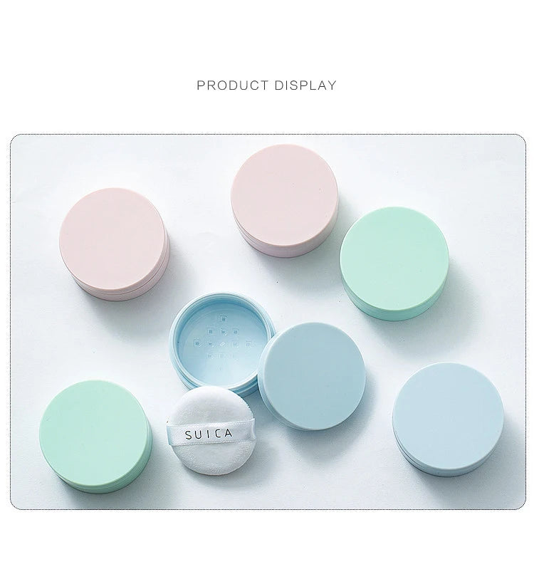 5g Macaron Loose Powder Case Packaging Dispenser Box Talcum Powder Empty Container Mini Portable Makeup Puffs Tools Set