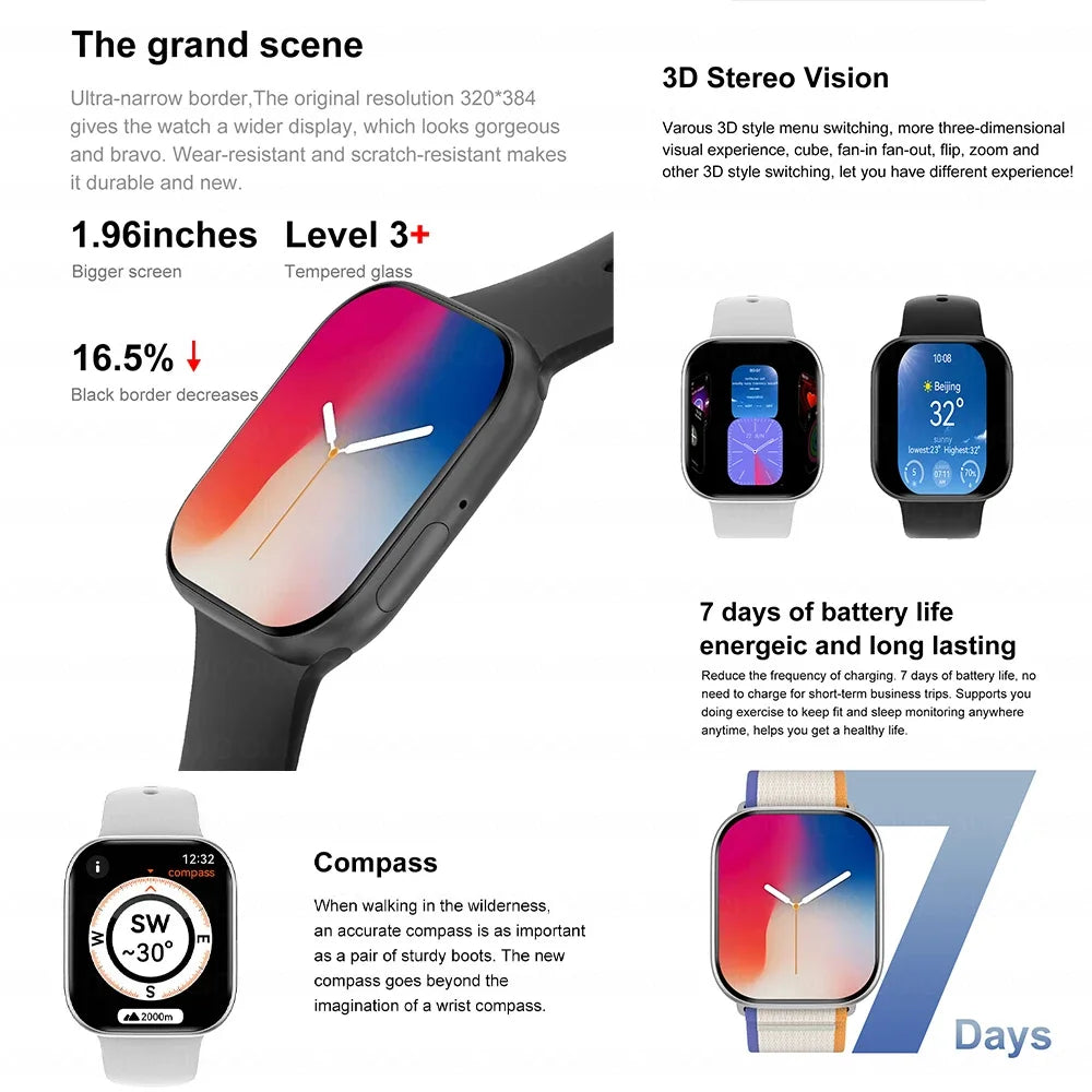 New DT Watch 10 Smartwatch 16GB Large Memory NFC 3D Stereo Vision Compass Muiti-Sport Mode Waterproof Bluetooth call Smartwatch