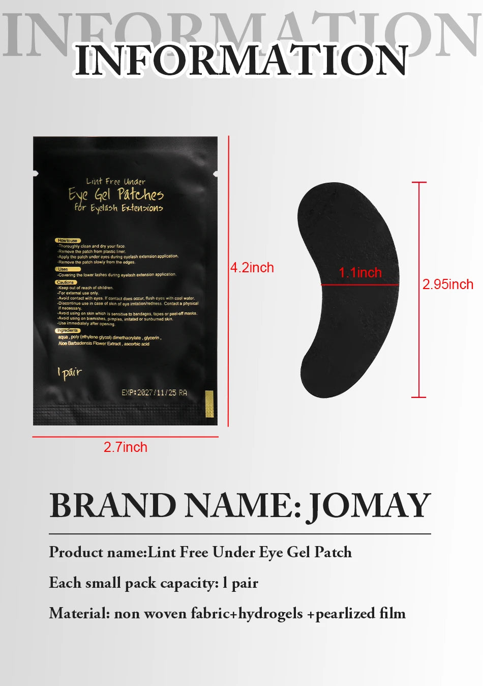 50Pairs Eyelash Pad Black Gel Hydrogel Eye Patch Grafting Under Eye Paper Sticker UV Pads Eye Protection