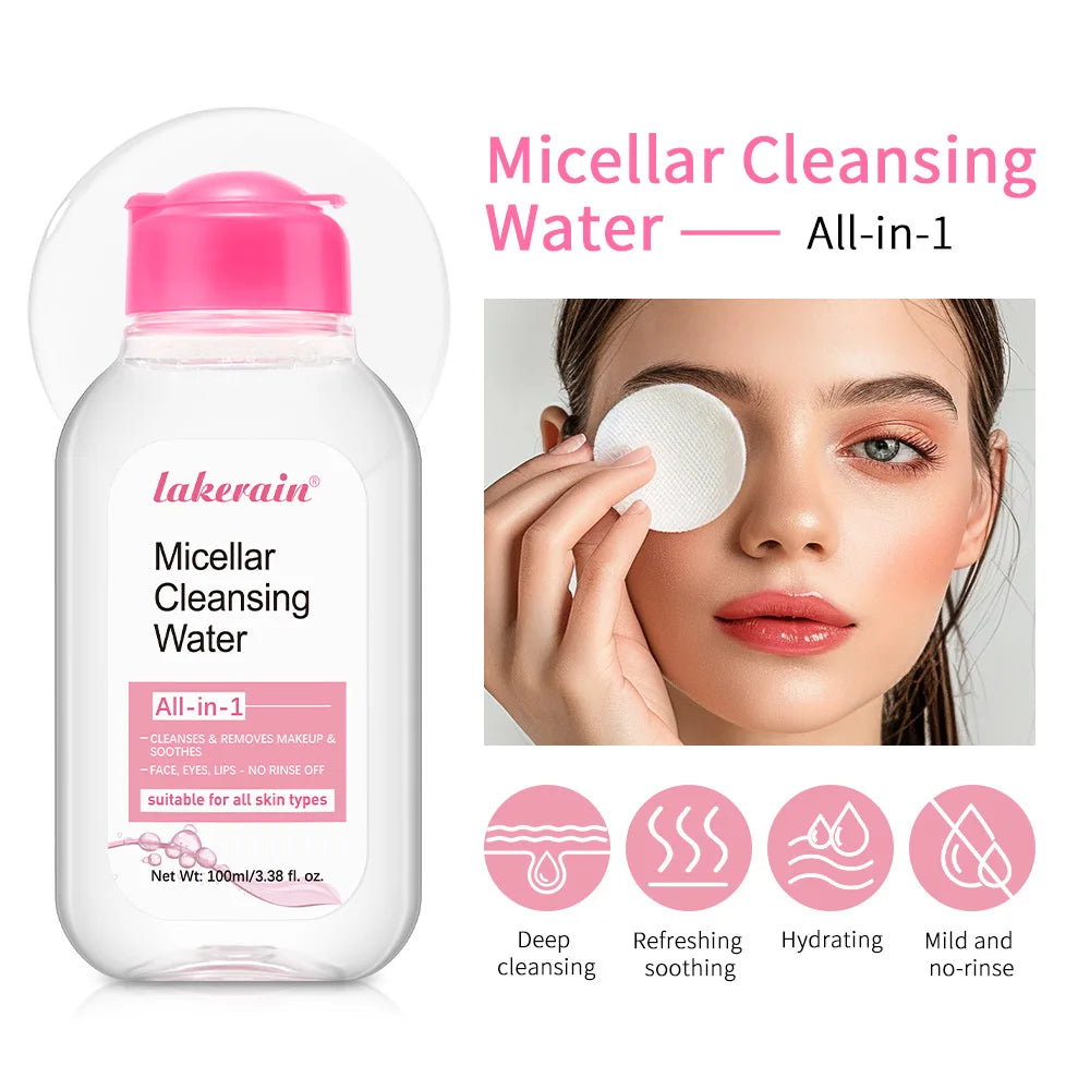 Micellar Cleansing Water-Gentle Makeup Remover for Face & Eyes-Effectively Removes Waterproof Mascara & Long-Lasting Lipstick