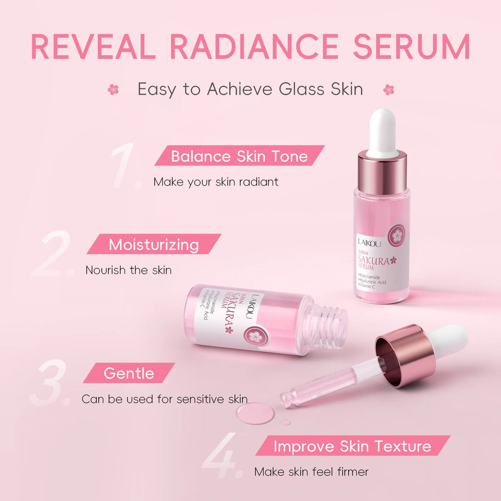 Japan Sakura Extract Serum Minimizes Pores Brightens Skin Hydrating Care Radiance Booster Long Lasting Effect 17ml