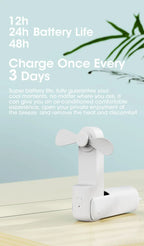 2000mAh Mini Portable Fan USB Rechargeable Cooler Collapsible Handheld Desktop Fan Quiet Foldable Office Home Handy Power Bank