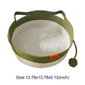 Green woven rattan cat bed