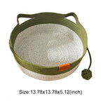 Green woven rattan cat bed