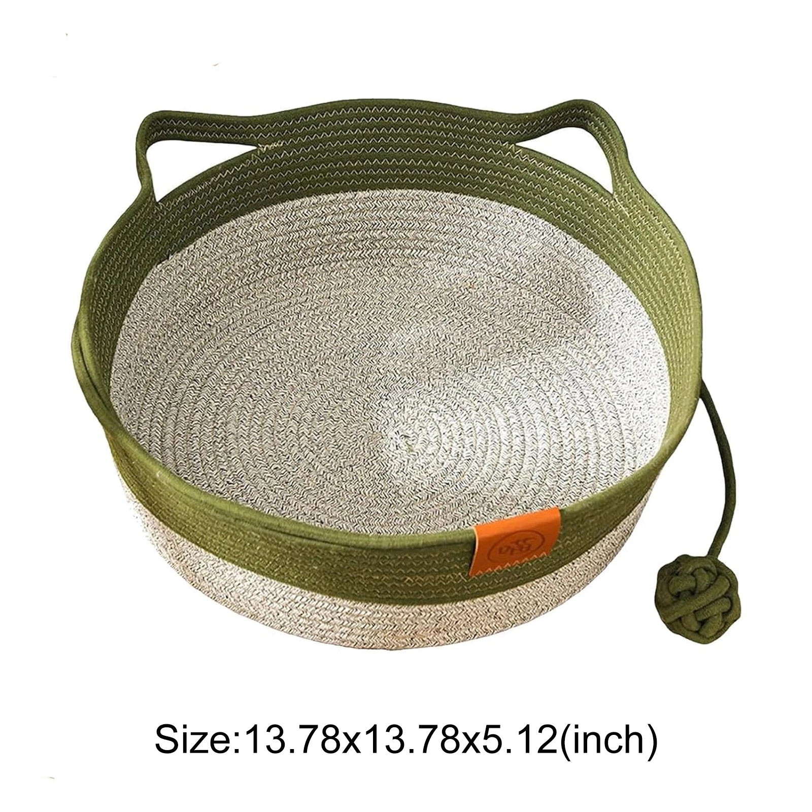 Green woven rattan cat bed