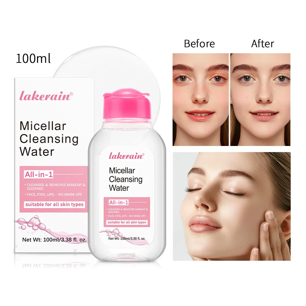 Micellar Cleansing Water-Gentle Makeup Remover for Face & Eyes-Effectively Removes Waterproof Mascara & Long-Lasting Lipstick