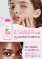 Micellar Cleansing Water-Gentle Makeup Remover for Face & Eyes-Effectively Removes Waterproof Mascara & Long-Lasting Lipstick