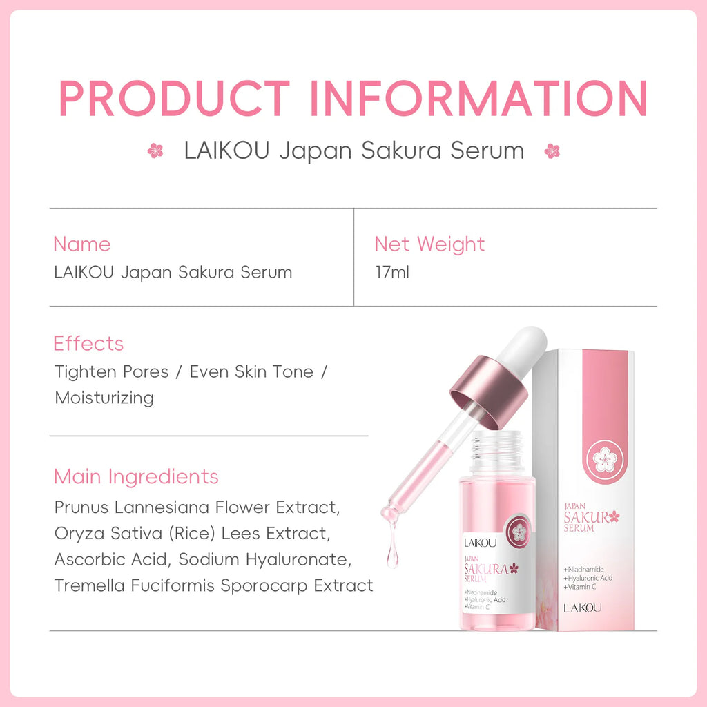 Japan Sakura Extract Serum Minimizes Pores Brightens Skin Hydrating Care Radiance Booster Long Lasting Effect 17ml