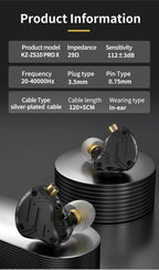 KZ ZS10 PRO X HIFI Metal Headset Hybrid In-ear Earphone Sport Noise Cancelling Headset Bass Earbuds KZ ZSN PRO AS16 PRO AS12 ZSX