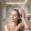 Silicone scalp massager brush being used in the shower while shampooing | Snagworthy.store