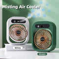 MistyBreeze misting desk fan in green and white