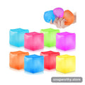 Eight colourful translucent squish cubes with a hand squeezing one | Snagworthy.store