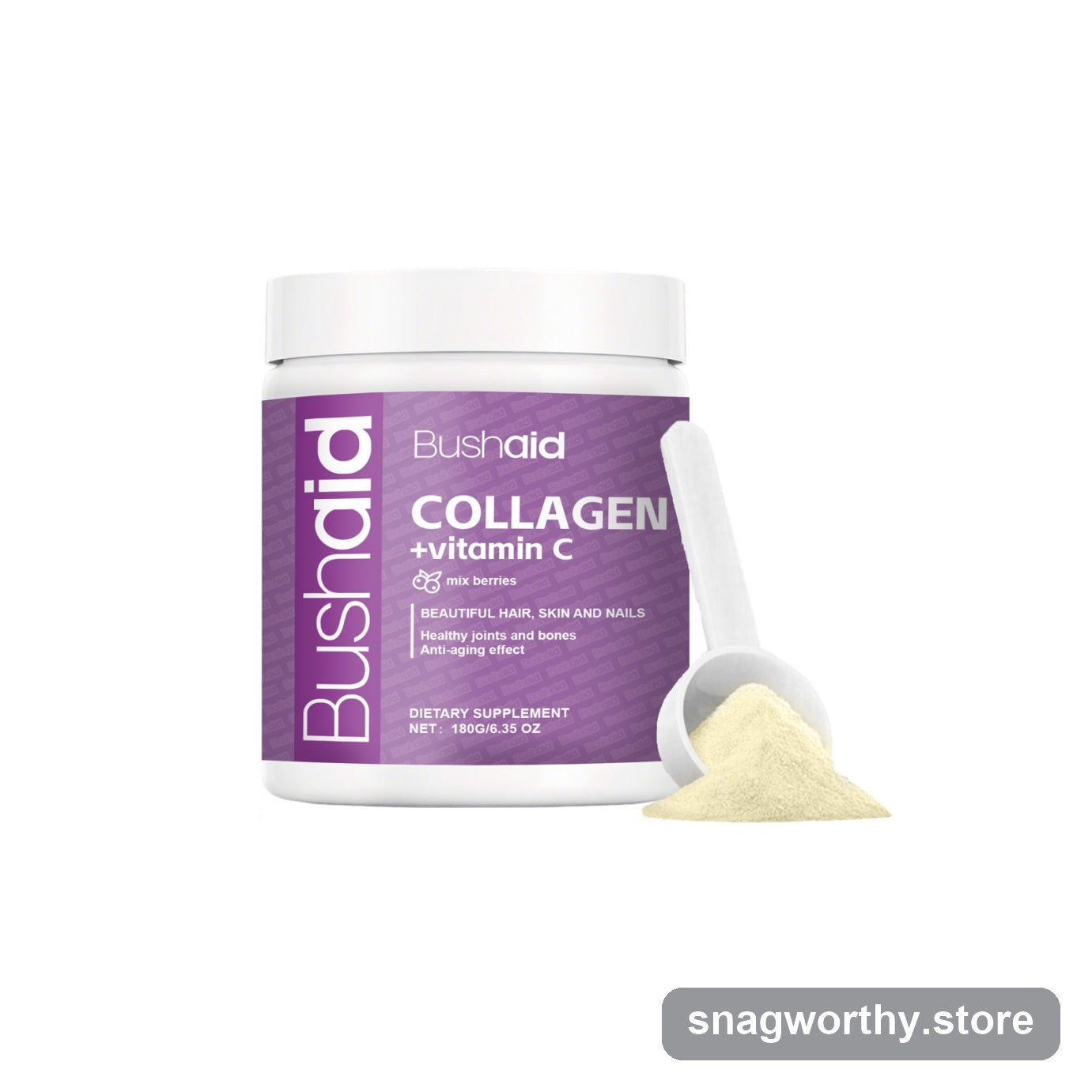 Bushaid Collagen plus Vitamin C powder tub | Snagworthy.store