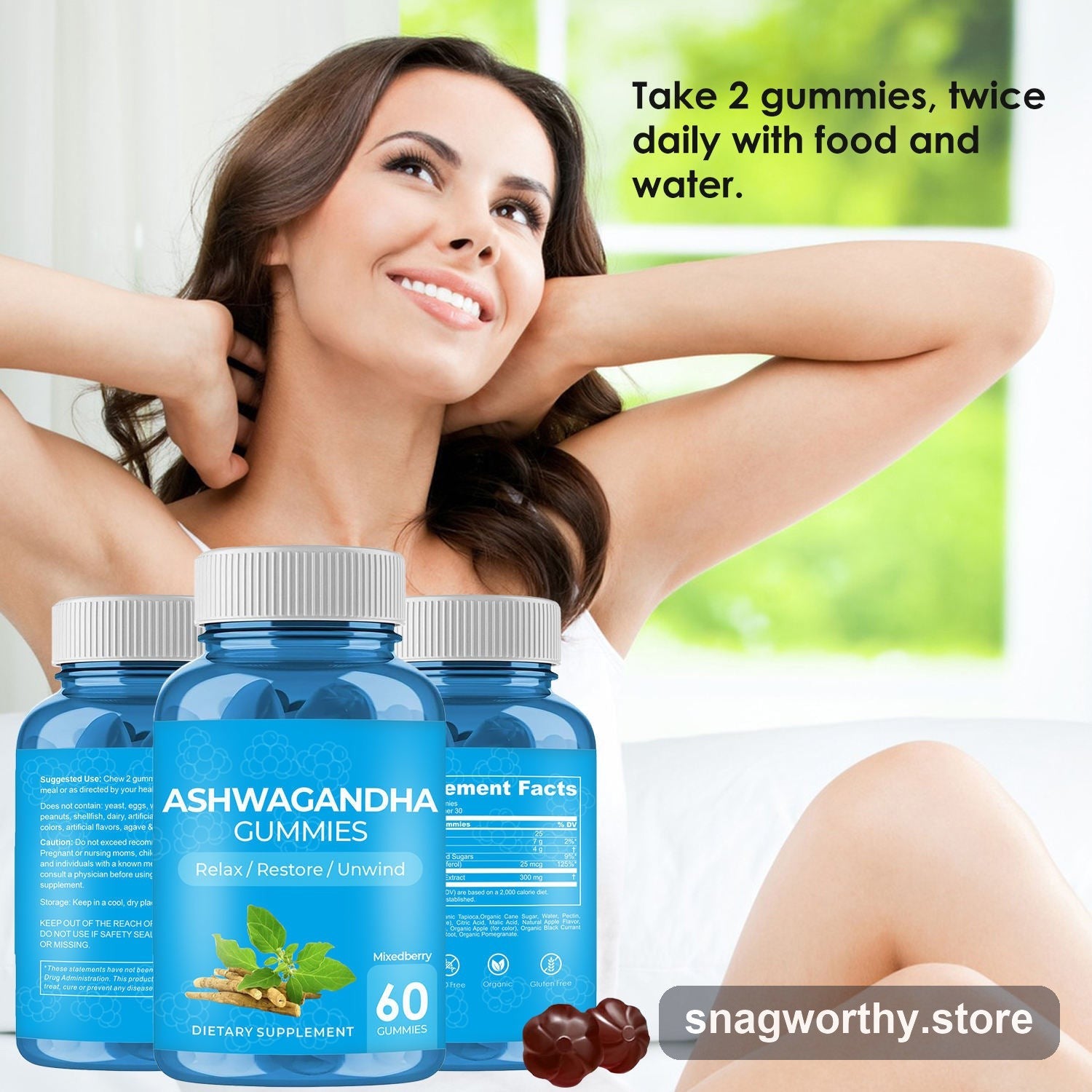 Ashwagandha gummies bottle | Snagworthy.store