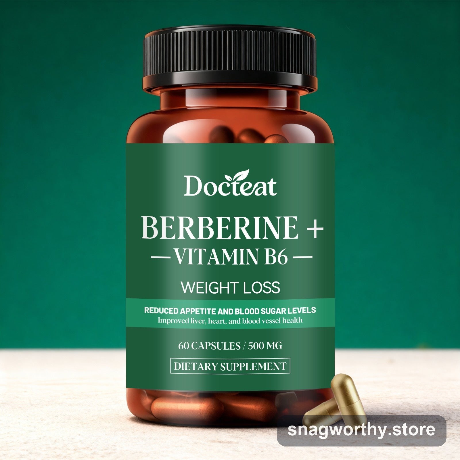 Berberine plus Vitamin B6 capsules bottle | Snagworthy.store