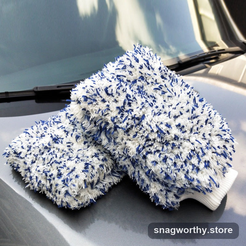 Car wash mitt close up fleece texture | Snagworthy.store