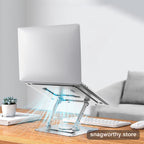 Foldable aluminum laptop stand with laptop | Snagworthy.store