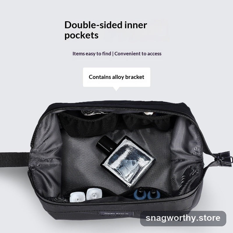 Toiletry bag hanging open with compartments | Snagworthy.store