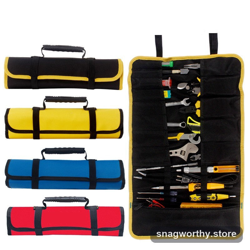 Canvas tool roll organizer bag rolled up | Snagworthy.store