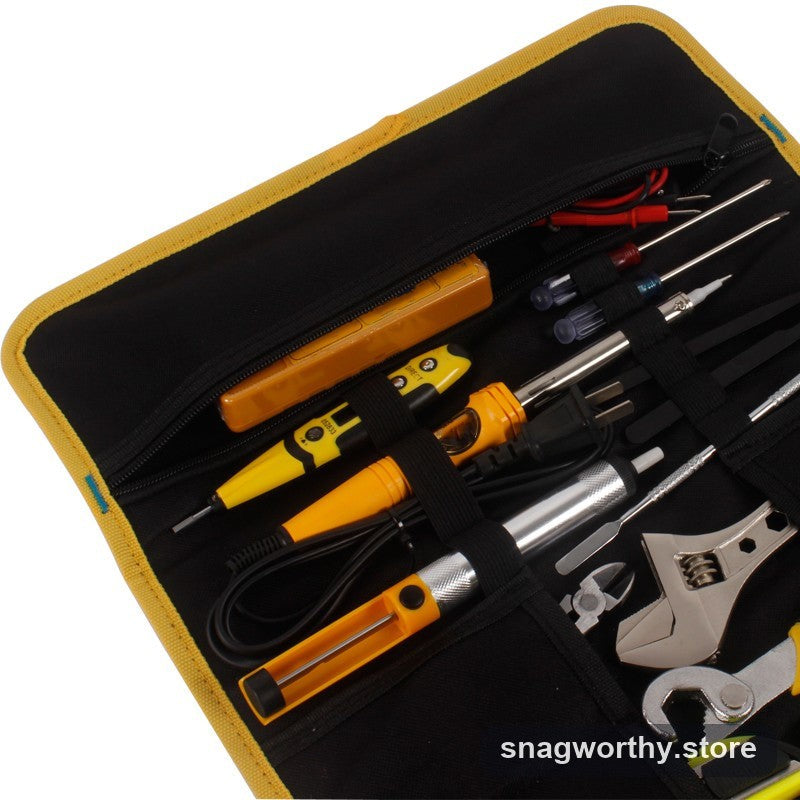 Canvas tool roll organizer pocket detail | Snagworthy.store