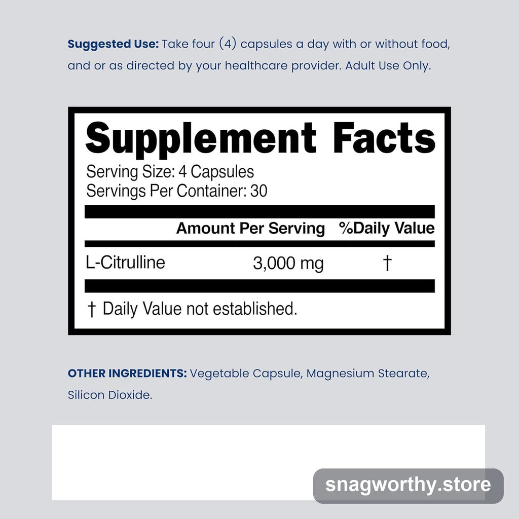Citrulline Capsules label detail | Snagworthy.store