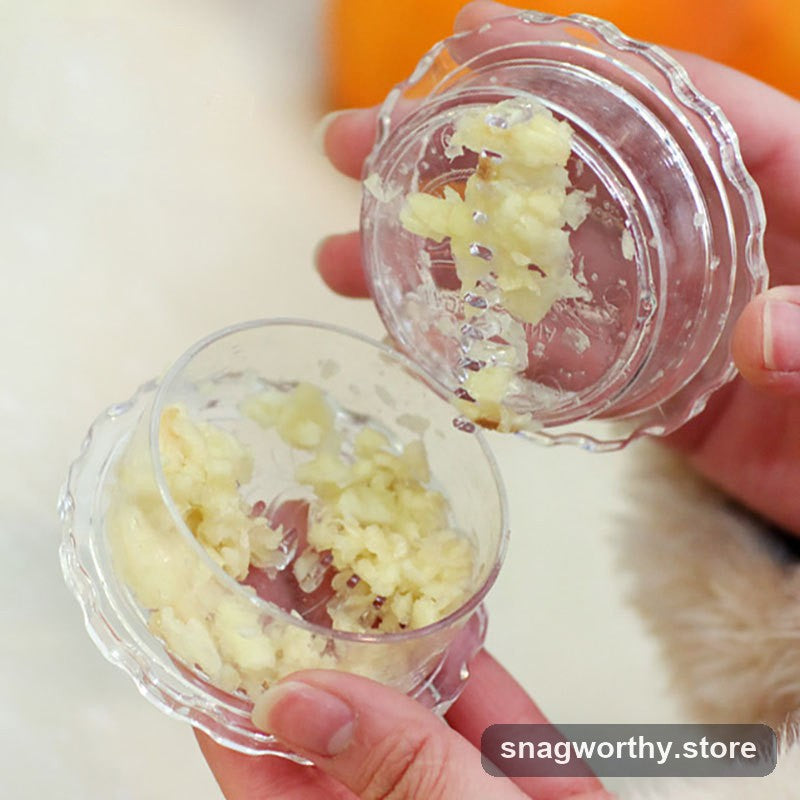 Garlic twist mincer opened showing blade | Snagworthy.store