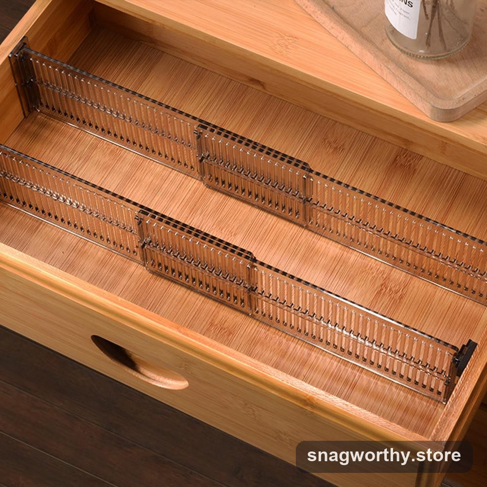 Adjustable spring-loaded drawer divider fitted in a drawer | Snagworthy.store
