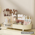 Spinning vanity organizer with makeup brush holder | Snagworthy.store
