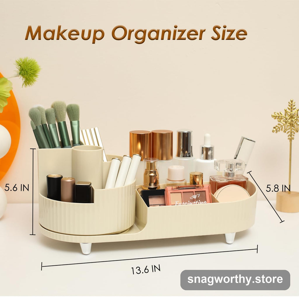 Rotating vanity organizer loaded with skincare products | Snagworthy.store