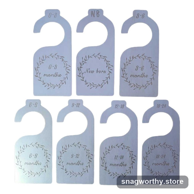 Wooden baby closet divider tags close-up | Snagworthy.store