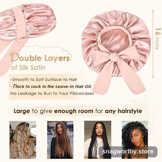 Hair bonnet worn on curly hair | Snagworthy.store