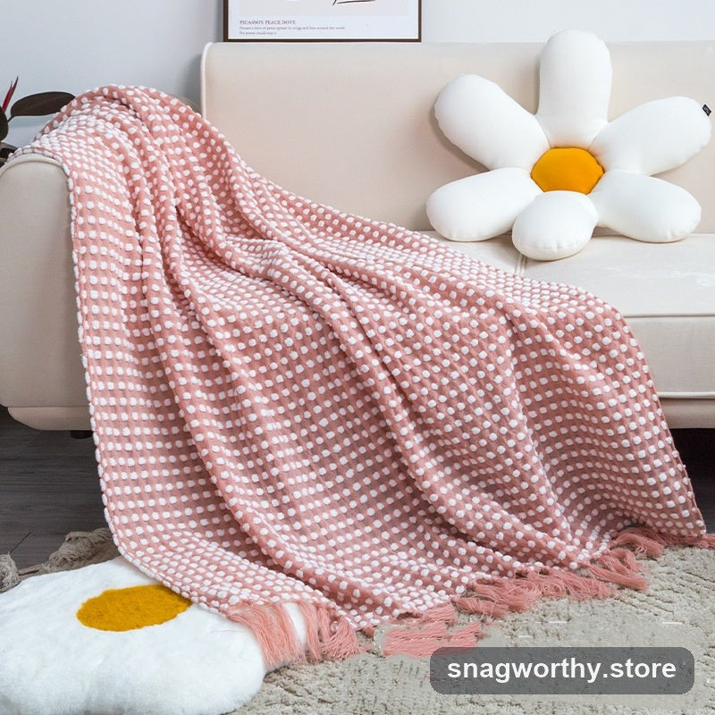 Chunky knit throw tassel detail | Snagworthy.store