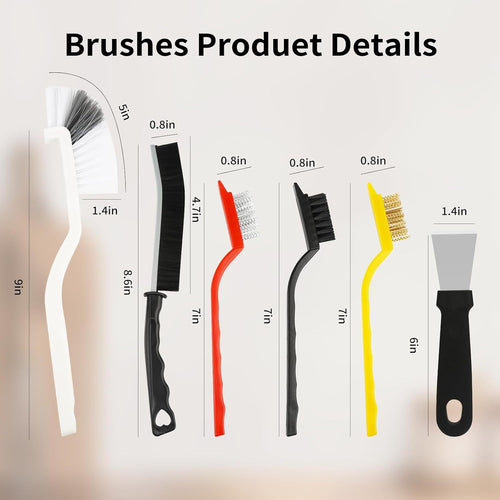 Crevice cleaning brush set individual brushes