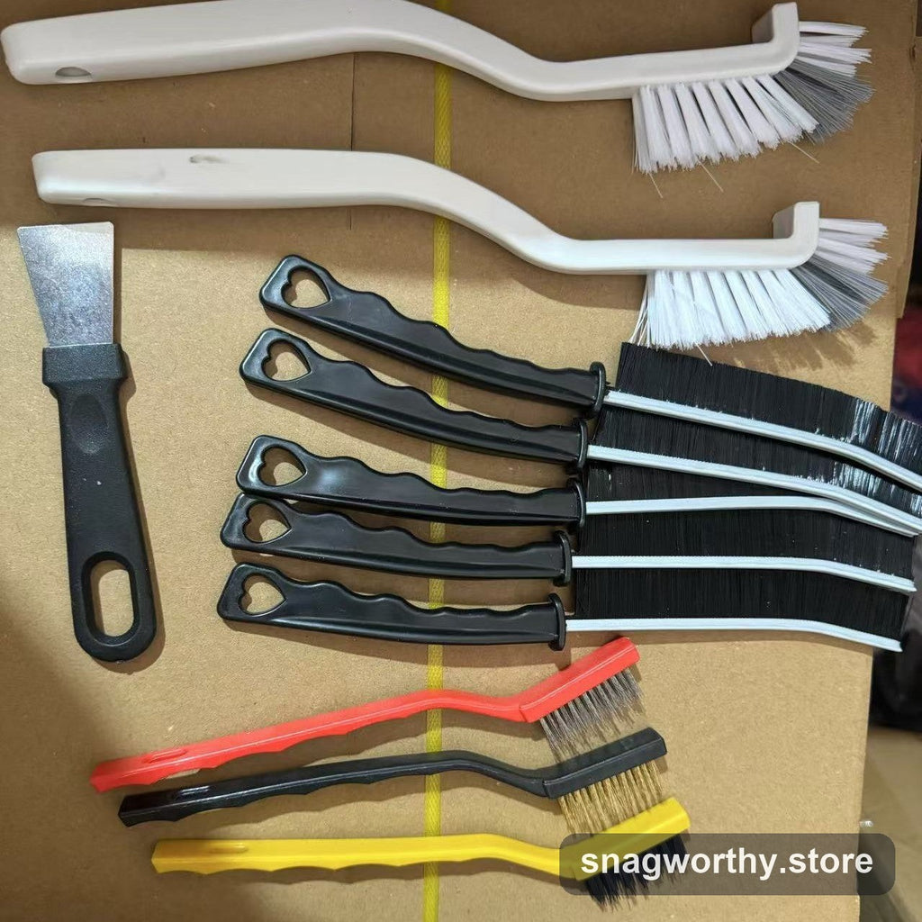 Crevice cleaning brush set close up bristles | Snagworthy.store