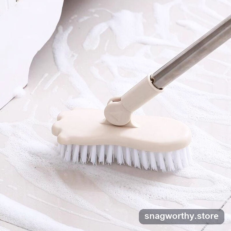 Long-handle grout tile scrub brush in use | Snagworthy.store