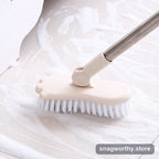 Long-handle grout tile scrub brush in use | Snagworthy.store