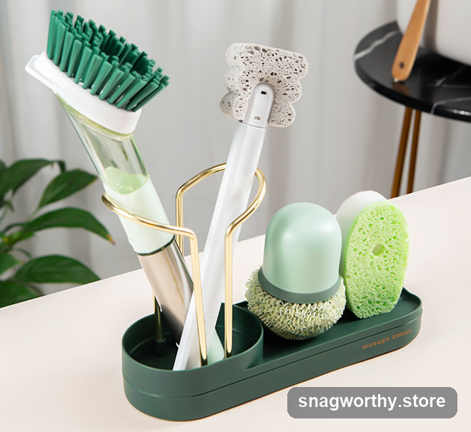 Sink caddy organizer rack with sponge and brush | Snagworthy.store