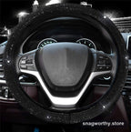 Close-up of crystal rhinestone detail on steering wheel cover | Snagworthy.store